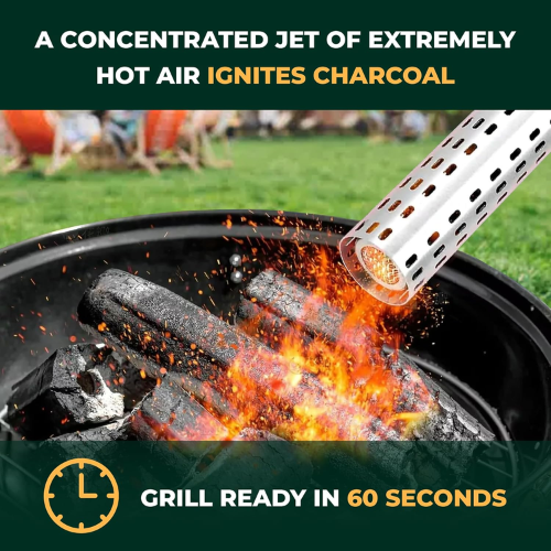 ALFRESCO CHEF PowerFlame 2000W Electric BBQ Charcoal Starter – Rapid Fire Igniter for Grills, Smokers & Firepits – Fast Heating, Safe Electric Lighter with Built-In Blower – No Gas or Lighter Fluid