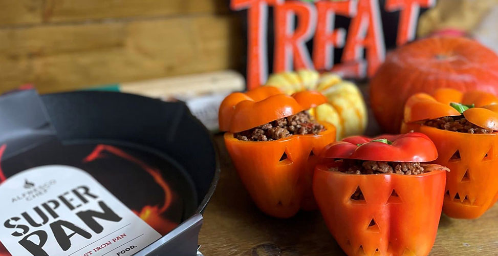 Halloween Wood Fired Fajita Stuffed Peppers