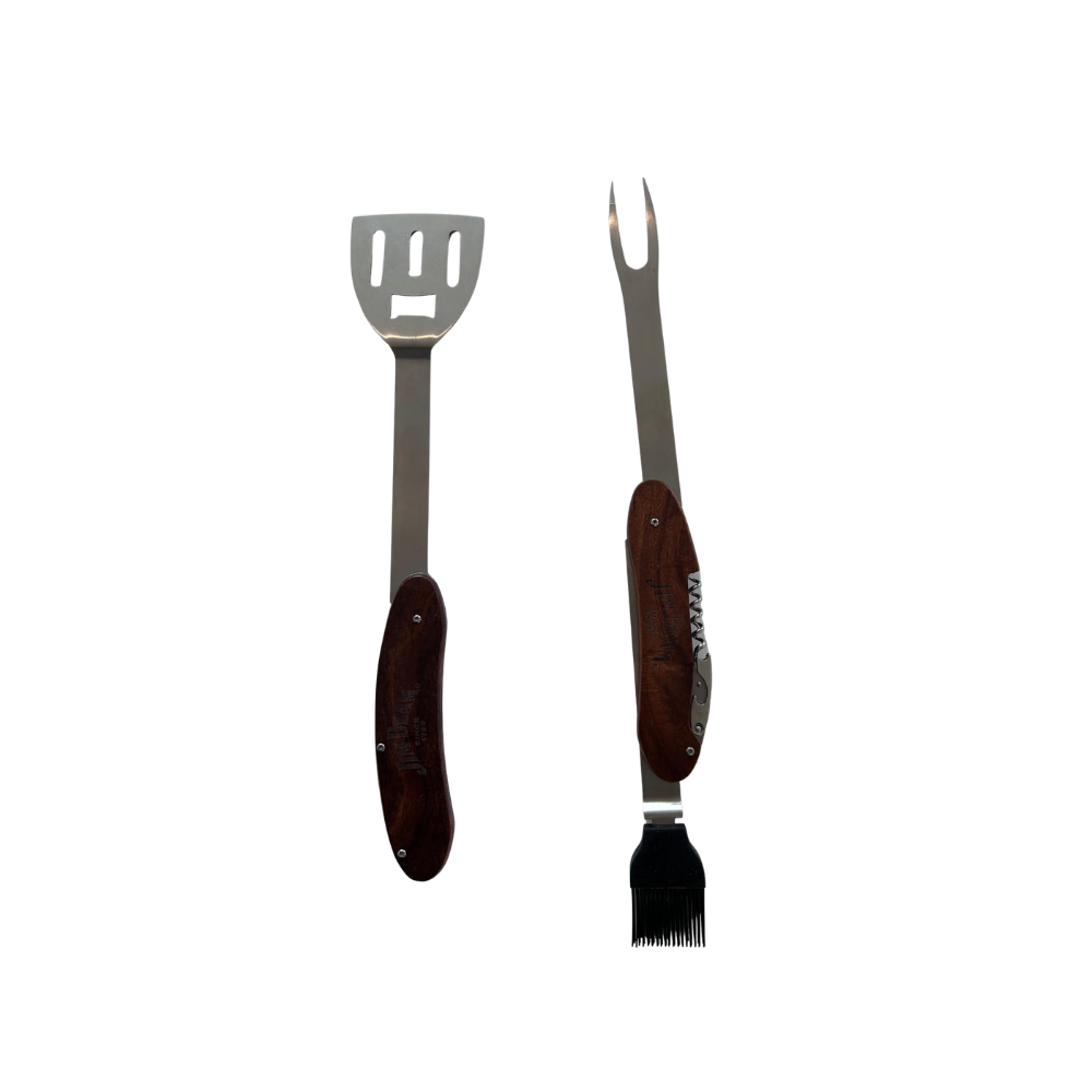 4-in-1 BBQ Multi-Tool – Stainless Steel Grilling Spatula, Fork, Bottle Opener & Corkscrew – Acacia Wood Handle
