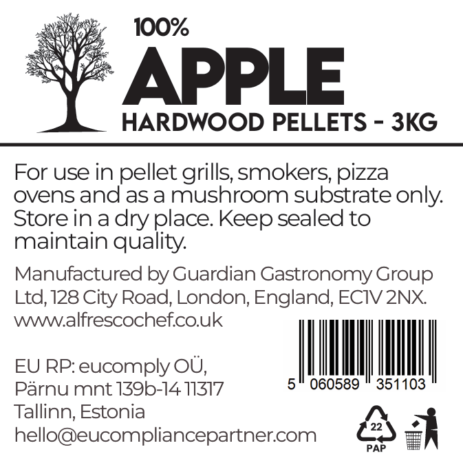 APPLE 3KG per bag - 100% Pure Wood Pellets