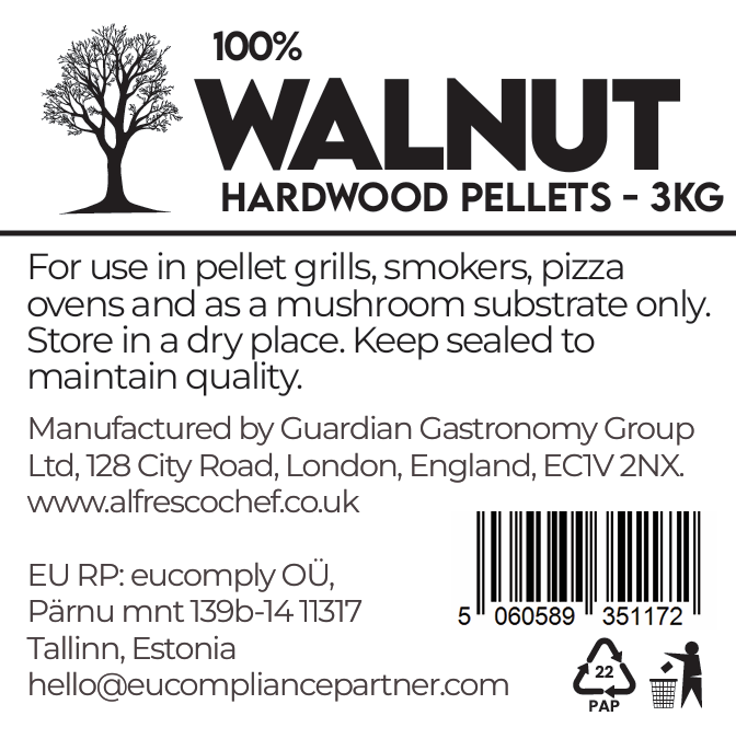 WALNUT 3KG per bag - 100% Pure Wood Pellets