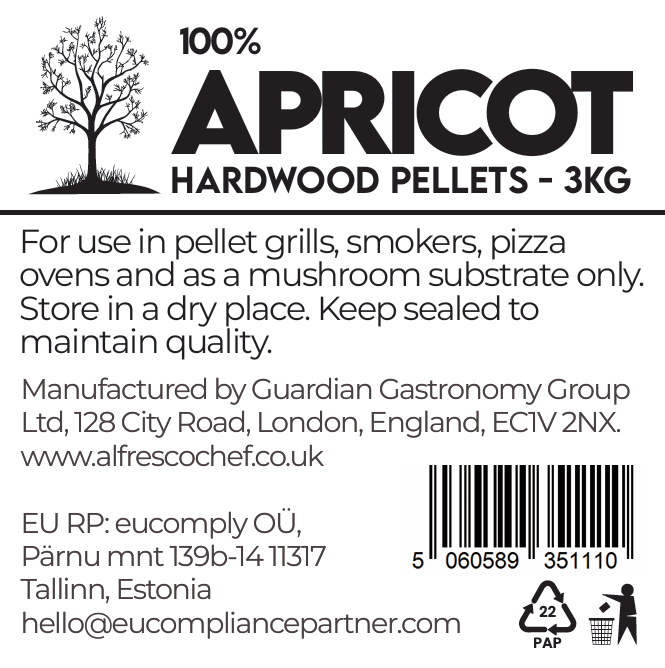 APRICOT 3KG per bag - 100% Pure Wood Pellets