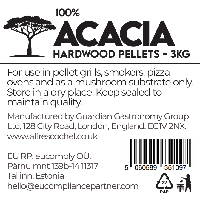 ACACIA 3KG per bag - 100% Pure Wood Pellets