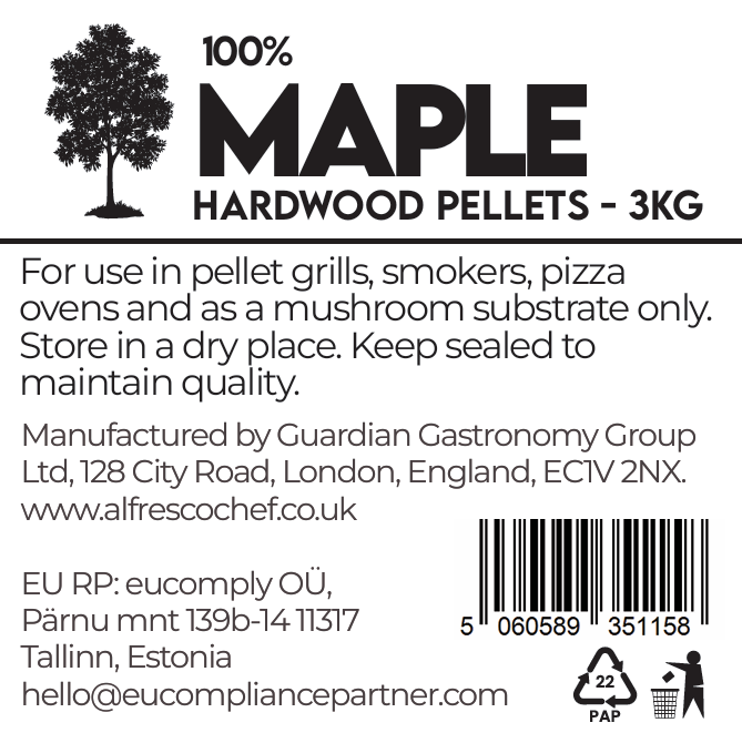 MAPLE 3KG per bag - 100% Pure Wood Pellets