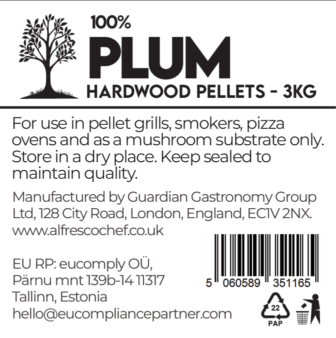 PLUM 3KG per bag - 100% Pure Wood Pellets