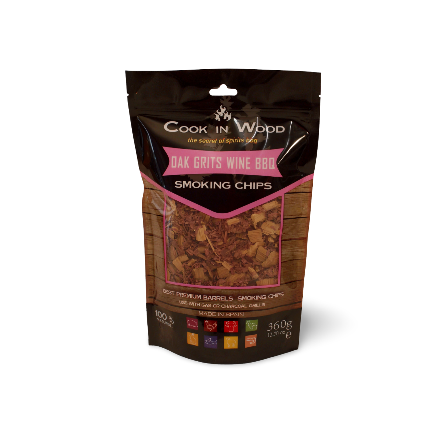 Oak Grits Wine BBQ Smoking Chips - 100% Natural Wood for Grilling and Smoking