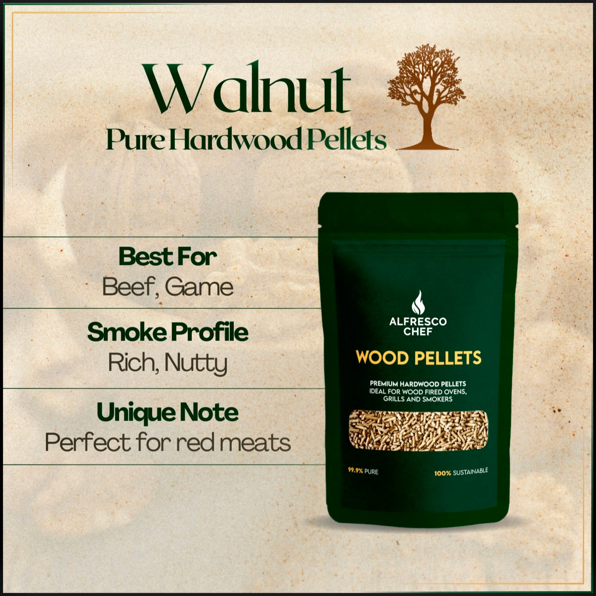 WALNUT 3KG per bag - 100% Pure Wood Pellets