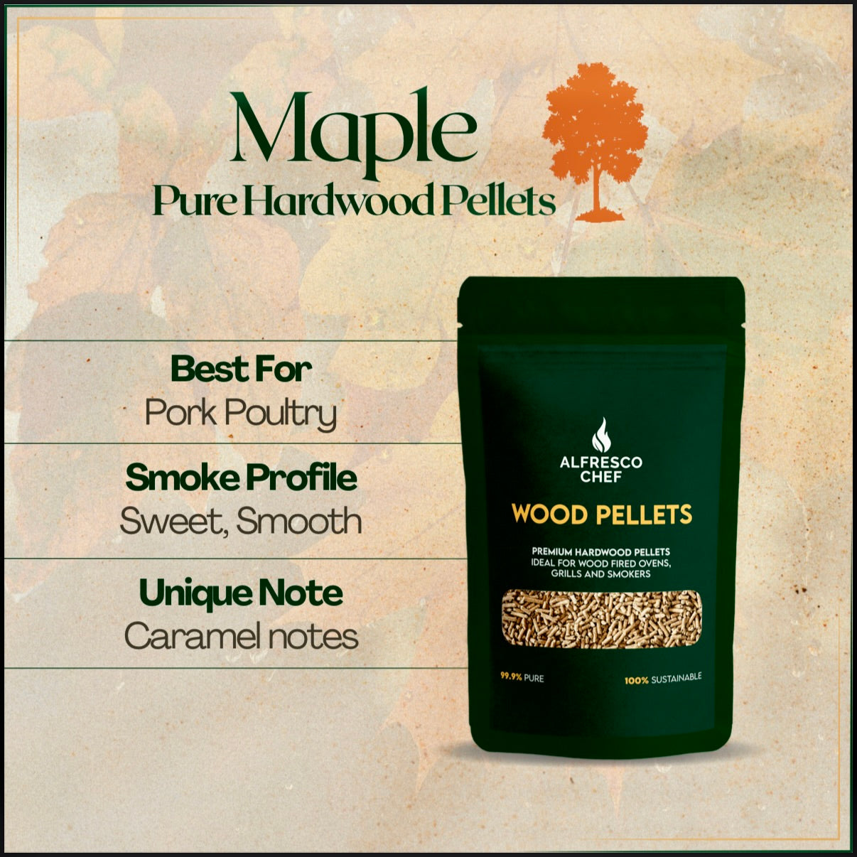 MAPLE 3KG per bag - 100% Pure Wood Pellets