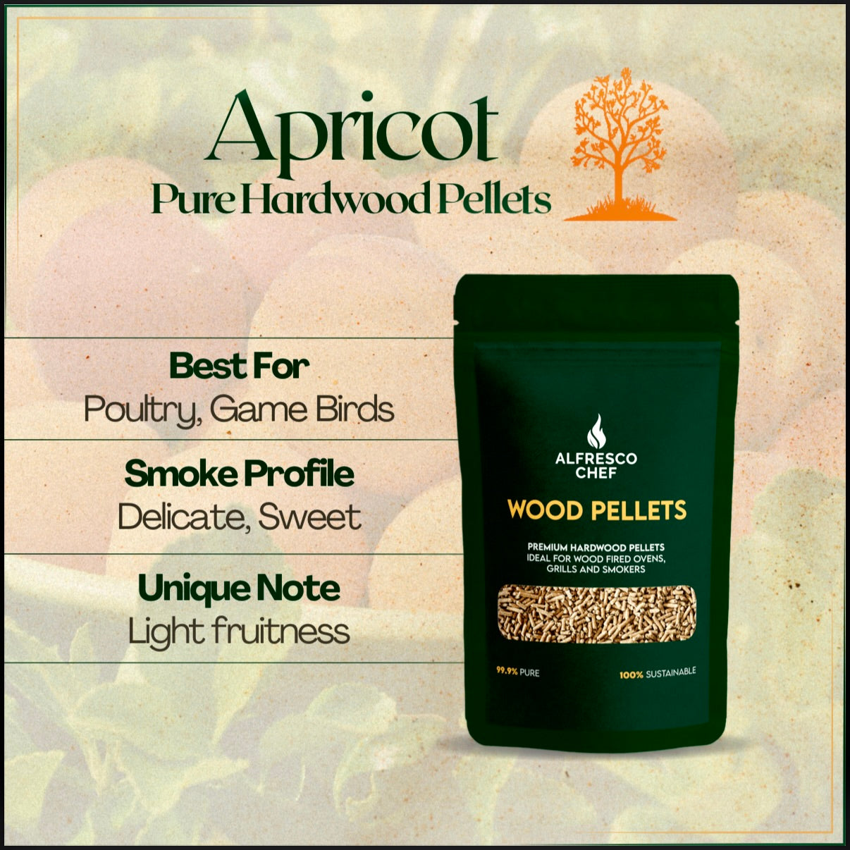 APRICOT 3KG per bag - 100% Pure Wood Pellets