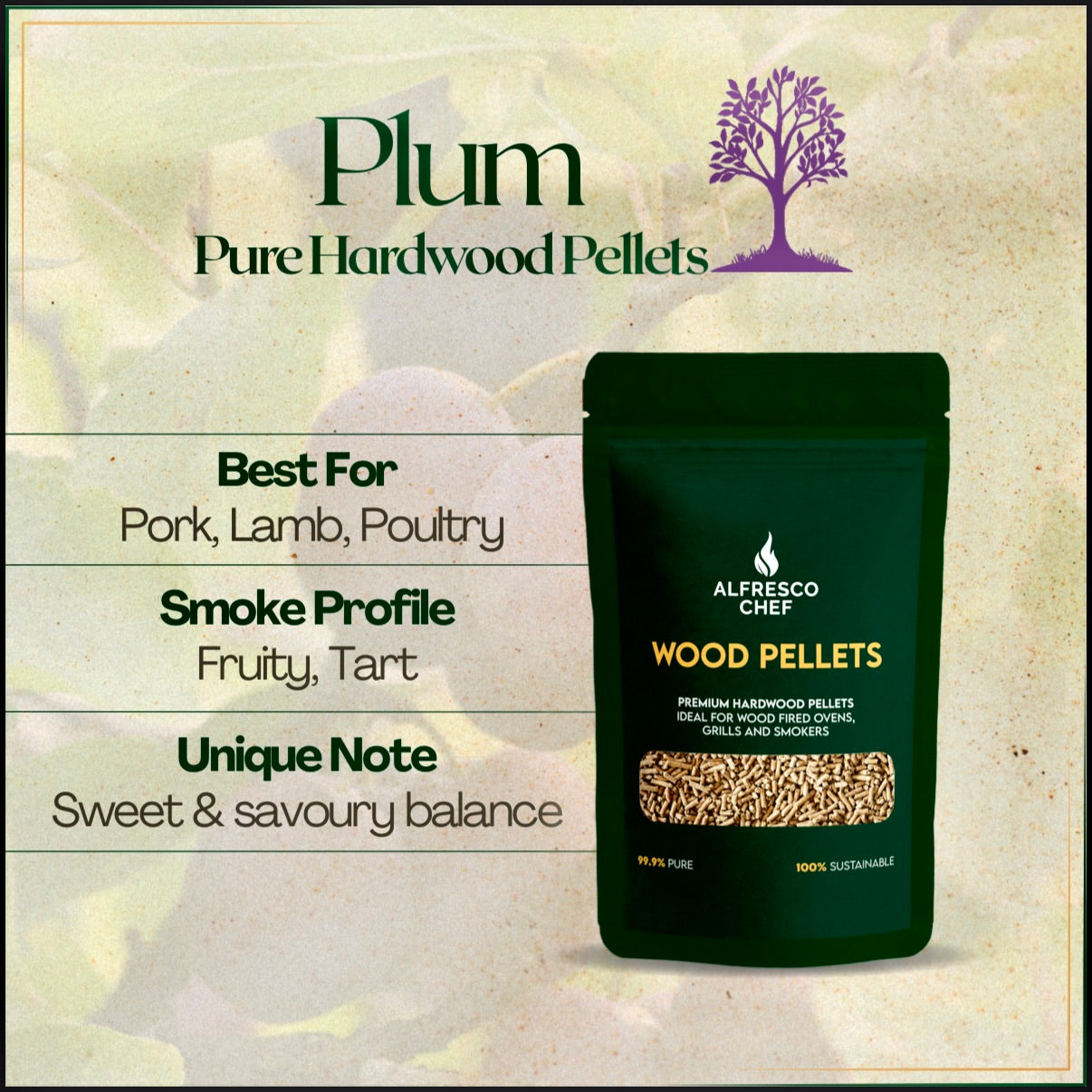 PLUM 3KG per bag - 100% Pure Wood Pellets