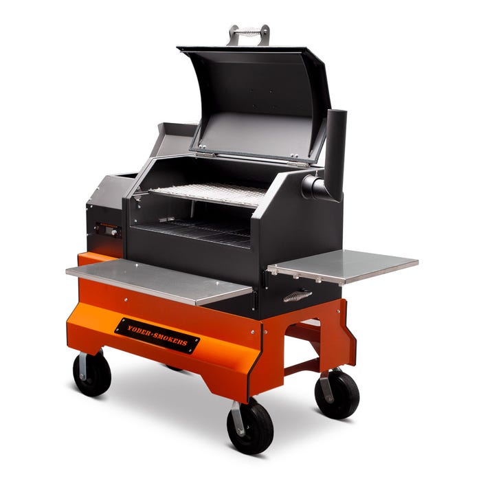 Yoder Smokers YS640s Pellet Grill – Comp Cart – Storage Drawer – Orange