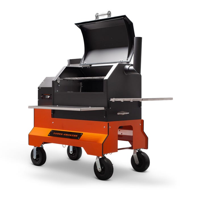 Yoder Smokers YS640s Pellet Grill – Comp Cart – Storage Drawer – Orange