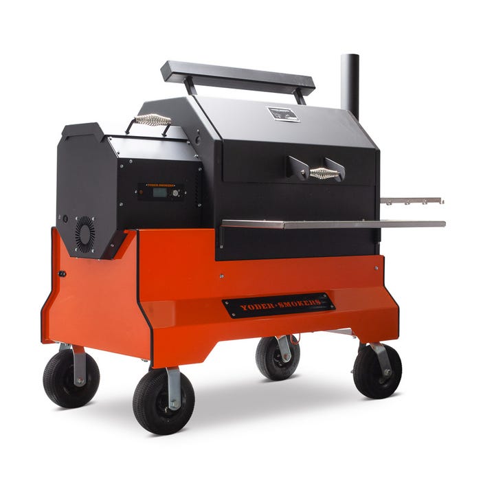 Yoder Smokers YS640s Pellet Grill – Comp Cart – Storage Drawer – Orange