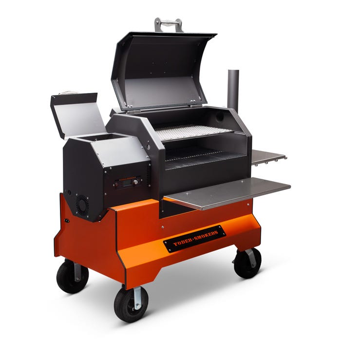 Yoder Smokers YS640s Pellet Grill – Comp Cart – Storage Drawer – Orange